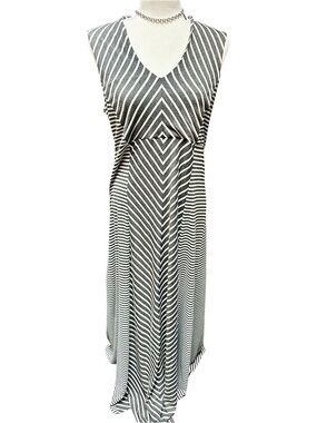 Linea Domani Limited Collection Maxi Dress | Size 12 | Black & White Chevron